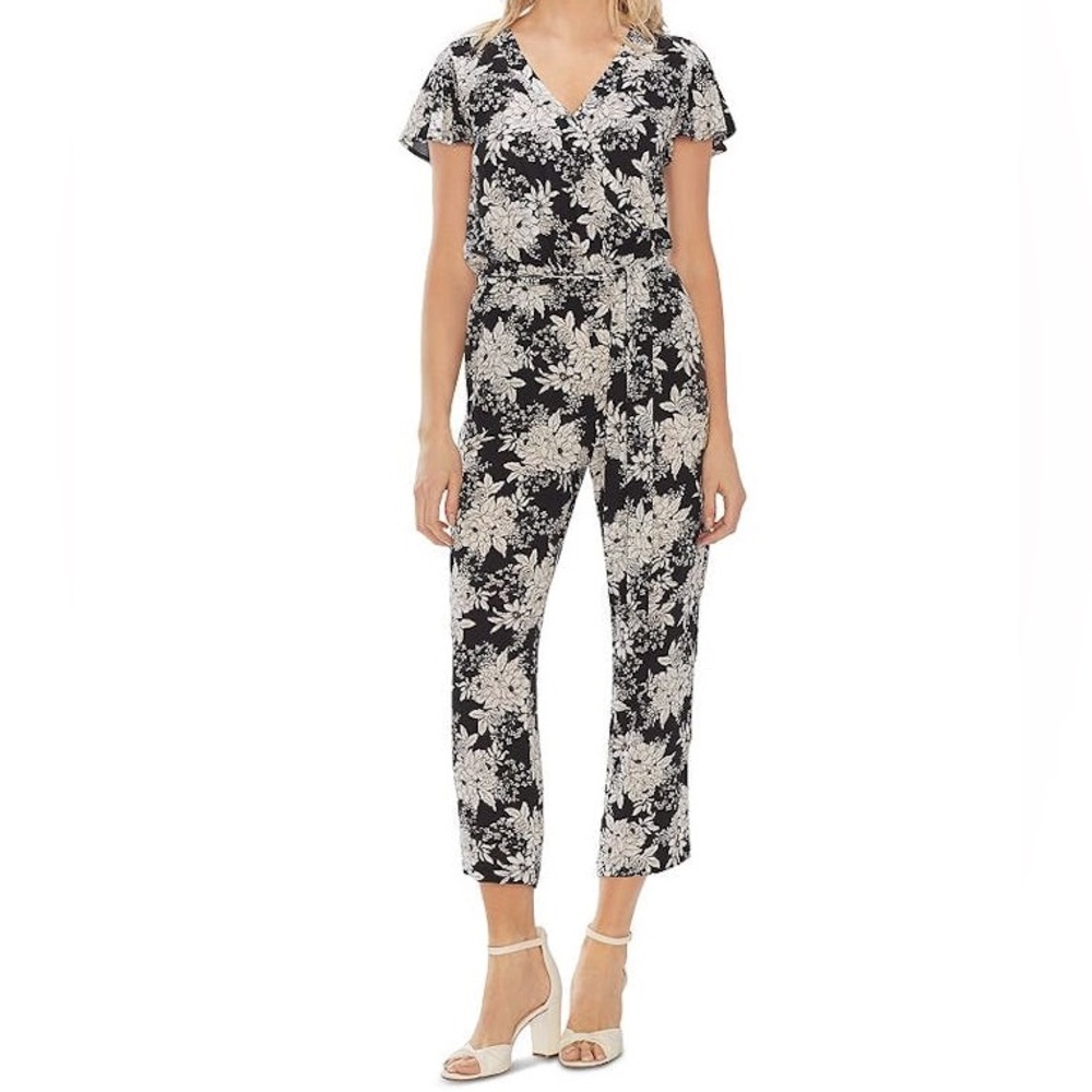 Vince Camuto Black and White Floral Jumpsuit